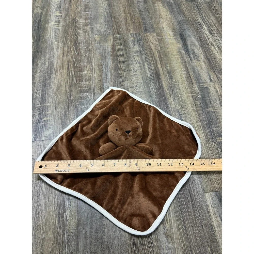 Brown Teddy Bear Plush Lovey Security Blanket Soft Velvety Infant Snuggler 14x14